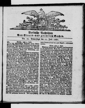 Berlinische Nachrichten von Staats- und gelehrten Sachen vom 25.07.1782