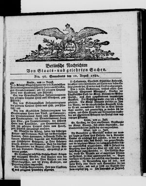 Berlinische Nachrichten von Staats- und gelehrten Sachen vom 10.08.1782