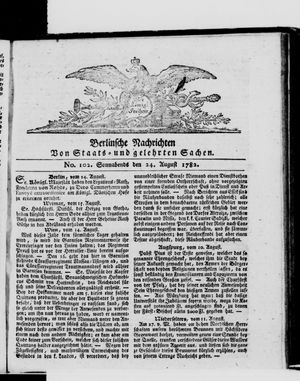 Berlinische Nachrichten von Staats- und gelehrten Sachen vom 24.08.1782