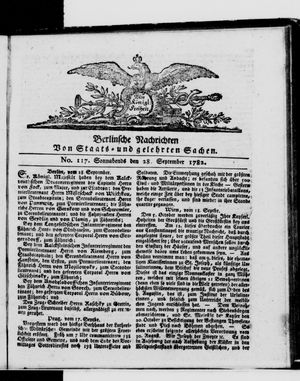 Berlinische Nachrichten von Staats- und gelehrten Sachen vom 28.09.1782