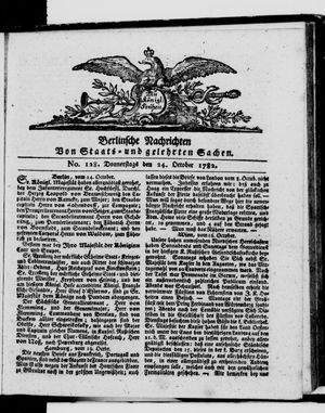 Berlinische Nachrichten von Staats- und gelehrten Sachen vom 24.10.1782