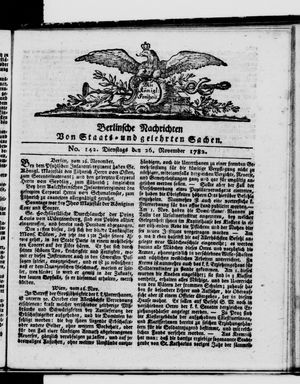 Berlinische Nachrichten von Staats- und gelehrten Sachen vom 26.11.1782