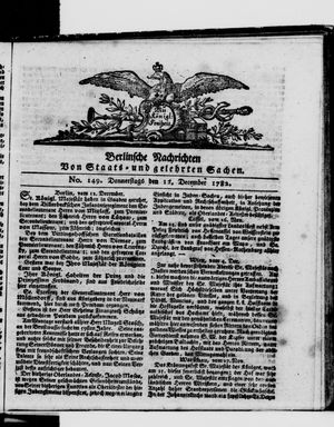 Berlinische Nachrichten von Staats- und gelehrten Sachen vom 12.12.1782