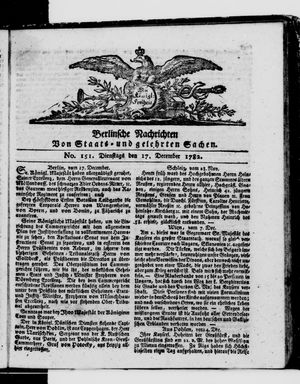 Berlinische Nachrichten von Staats- und gelehrten Sachen vom 17.12.1782