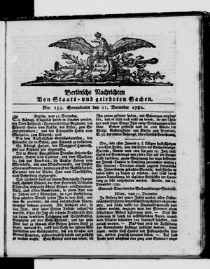 Berlinische Nachrichten von Staats- und gelehrten Sachen vom 21.12.1782