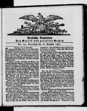 Berlinische Nachrichten von Staats- und gelehrten Sachen vom 26.12.1782