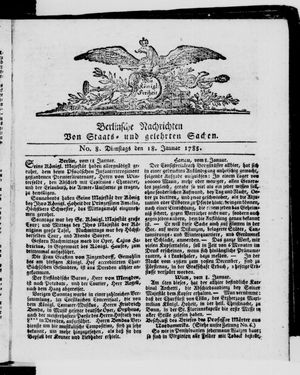 Berlinische Nachrichten von Staats- und gelehrten Sachen vom 18.01.1785