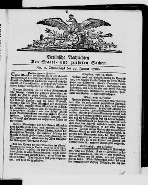Berlinische Nachrichten von Staats- und gelehrten Sachen vom 20.01.1785
