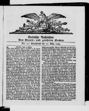 Berlinische Nachrichten von Staats- und gelehrten Sachen vom 12.03.1785
