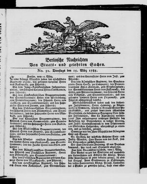 Berlinische Nachrichten von Staats- und gelehrten Sachen vom 15.03.1785