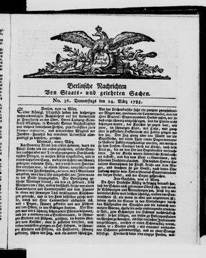 Berlinische Nachrichten von Staats- und gelehrten Sachen vom 24.03.1785