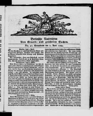 Berlinische Nachrichten von Staats- und gelehrten Sachen vom 02.04.1785