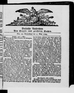 Berlinische Nachrichten von Staats- und gelehrten Sachen vom 05.05.1785