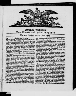 Berlinische Nachrichten von Staats- und gelehrten Sachen vom 10.05.1785