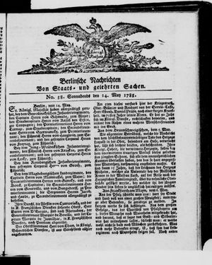 Berlinische Nachrichten von Staats- und gelehrten Sachen vom 14.05.1785