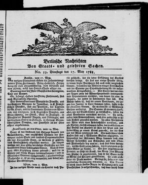 Berlinische Nachrichten von Staats- und gelehrten Sachen vom 17.05.1785