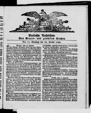 Berlinische Nachrichten von Staats- und gelehrten Sachen vom 28.06.1785