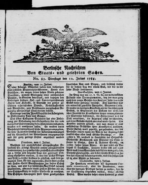Berlinische Nachrichten von Staats- und gelehrten Sachen vom 12.07.1785