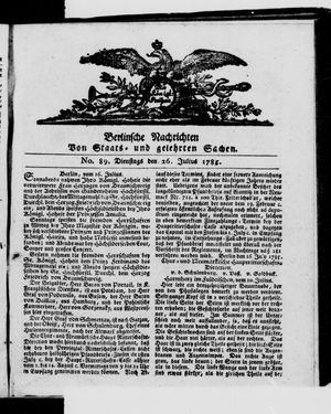 Berlinische Nachrichten von Staats- und gelehrten Sachen vom 26.07.1785