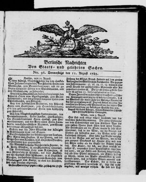 Berlinische Nachrichten von Staats- und gelehrten Sachen vom 11.08.1785