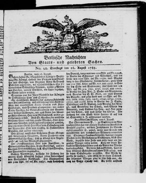Berlinische Nachrichten von Staats- und gelehrten Sachen vom 16.08.1785