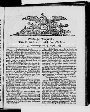 Berlinische Nachrichten von Staats- und gelehrten Sachen vom 18.08.1785