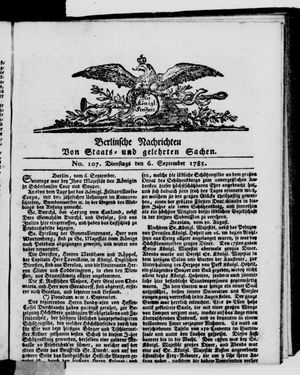 Berlinische Nachrichten von Staats- und gelehrten Sachen vom 06.09.1785