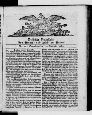 Berlinische Nachrichten von Staats- und gelehrten Sachen vom 17.09.1785