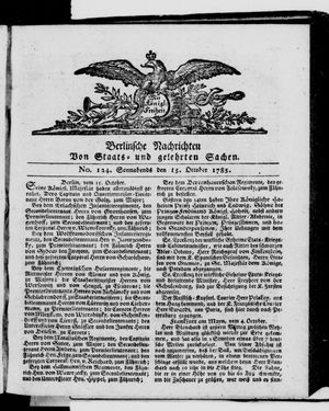 Berlinische Nachrichten von Staats- und gelehrten Sachen on Oct 15, 1785