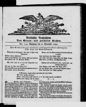 Berlinische Nachrichten von Staats- und gelehrten Sachen vom 08.11.1785