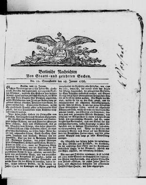 Berlinische Nachrichten von Staats- und gelehrten Sachen vom 28.01.1786