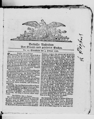 Berlinische Nachrichten von Staats- und gelehrten Sachen vom 04.02.1786