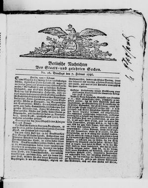 Berlinische Nachrichten von Staats- und gelehrten Sachen vom 07.02.1786