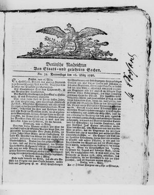 Berlinische Nachrichten von Staats- und gelehrten Sachen vom 16.03.1786