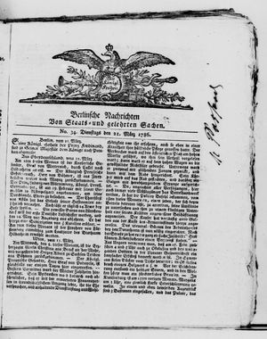 Berlinische Nachrichten von Staats- und gelehrten Sachen vom 21.03.1786