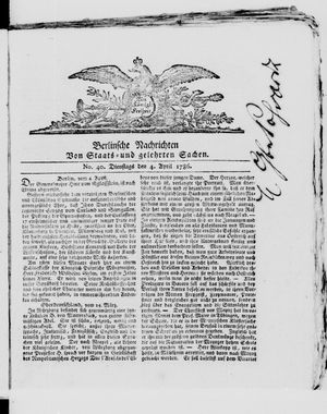 Berlinische Nachrichten von Staats- und gelehrten Sachen vom 04.04.1786