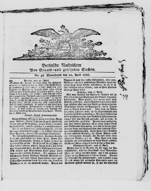Berlinische Nachrichten von Staats- und gelehrten Sachen vom 22.04.1786