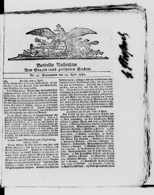 Berlinische Nachrichten von Staats- und gelehrten Sachen vom 29.04.1786