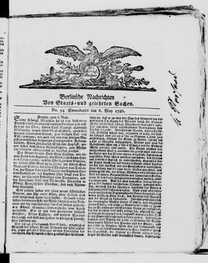 Berlinische Nachrichten von Staats- und gelehrten Sachen vom 06.05.1786