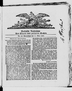 Berlinische Nachrichten von Staats- und gelehrten Sachen vom 11.05.1786