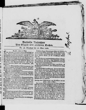 Berlinische Nachrichten von Staats- und gelehrten Sachen vom 16.05.1786