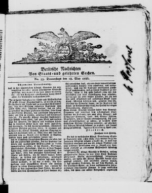 Berlinische Nachrichten von Staats- und gelehrten Sachen vom 18.05.1786