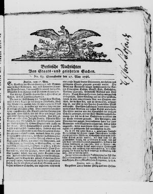 Berlinische Nachrichten von Staats- und gelehrten Sachen vom 27.05.1786