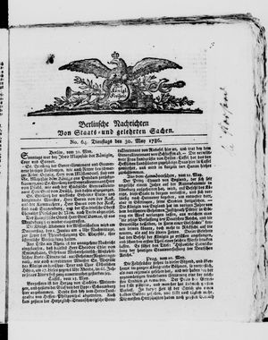 Berlinische Nachrichten von Staats- und gelehrten Sachen vom 30.05.1786