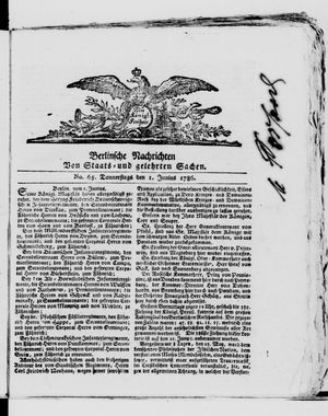 Berlinische Nachrichten von Staats- und gelehrten Sachen vom 01.06.1786