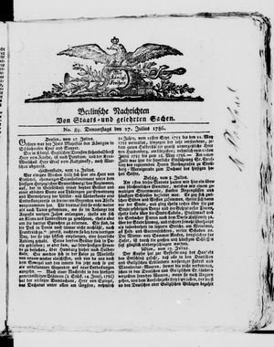 Berlinische Nachrichten von Staats- und gelehrten Sachen vom 27.07.1786
