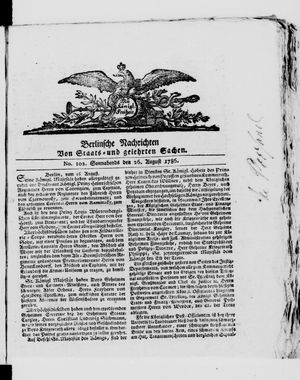 Berlinische Nachrichten von Staats- und gelehrten Sachen vom 26.08.1786