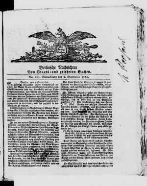 Berlinische Nachrichten von Staats- und gelehrten Sachen vom 02.09.1786