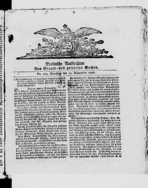Berlinische Nachrichten von Staats- und gelehrten Sachen vom 12.09.1786