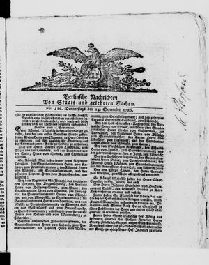Berlinische Nachrichten von Staats- und gelehrten Sachen vom 14.09.1786
